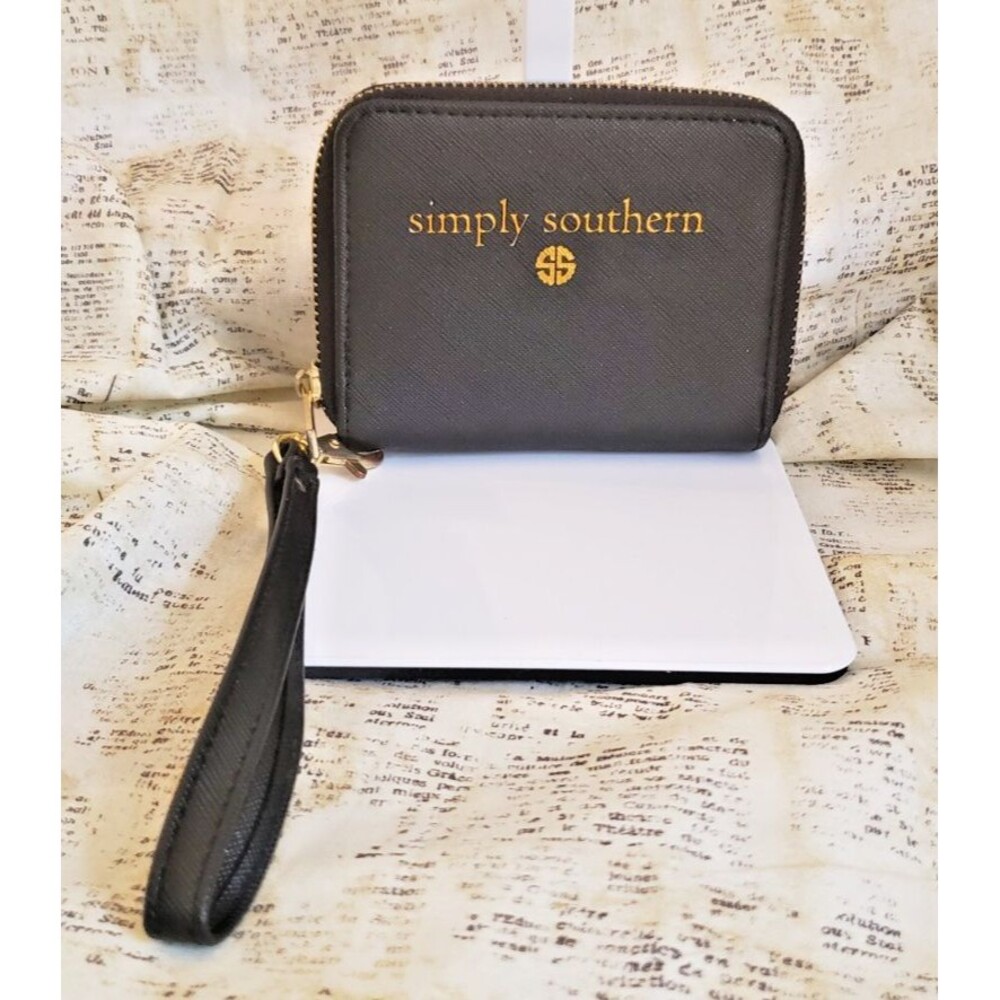 Minimalist, Basic -  Simply Southern Black Logo Coin Wallet with Wristlet Strap